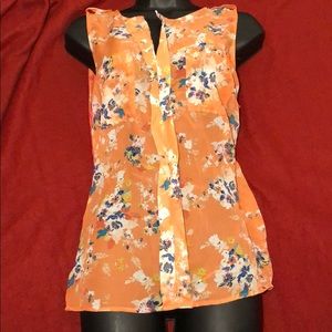 Sheer Sleeveless Coral Blouse